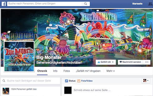 Jetzt sind wir auch bei Facebook vertreten. Werde Fan von Big Monster. Wir werden kurzfristige Aktionen und Gewinnspiele bei Facebook veranstalten. Mach mit, es lohnt sich. 